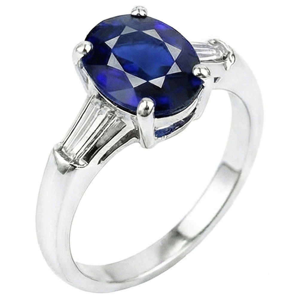 Solitaire Deep Blue Saphir Ring 2.50 Karat Damenschmuck