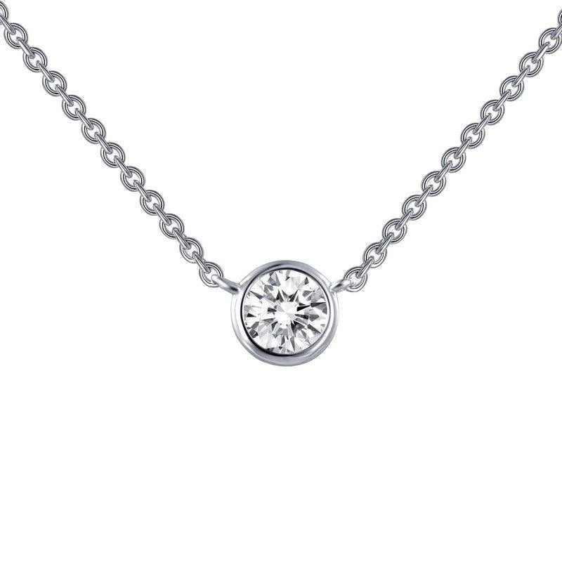 Solitaire Echt Diamant Women Pendant Necklace 0.75 Carat White Gold 14K