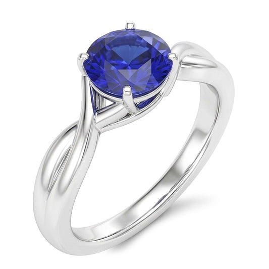 Solitaire Edelstein Blauer Saphir Ring 2 Karat Twisted Style Schaft