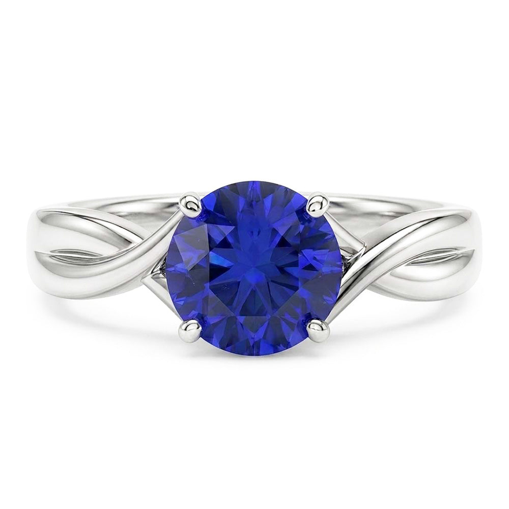 Solitaire Edelstein Blauer Saphir Ring 2 Karat Twisted Style Schaft