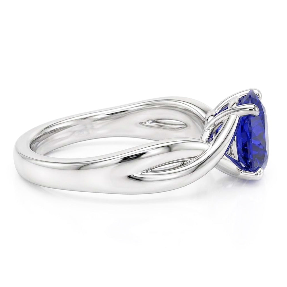 Solitaire Edelstein Blauer Saphir Ring 2 Karat Twisted Style Schaft