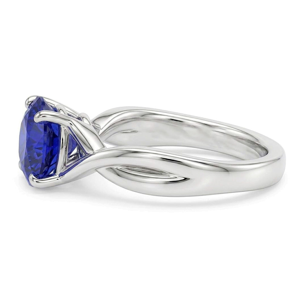 Solitaire Edelstein Blauer Saphir Ring 2 Karat Twisted Style Schaft