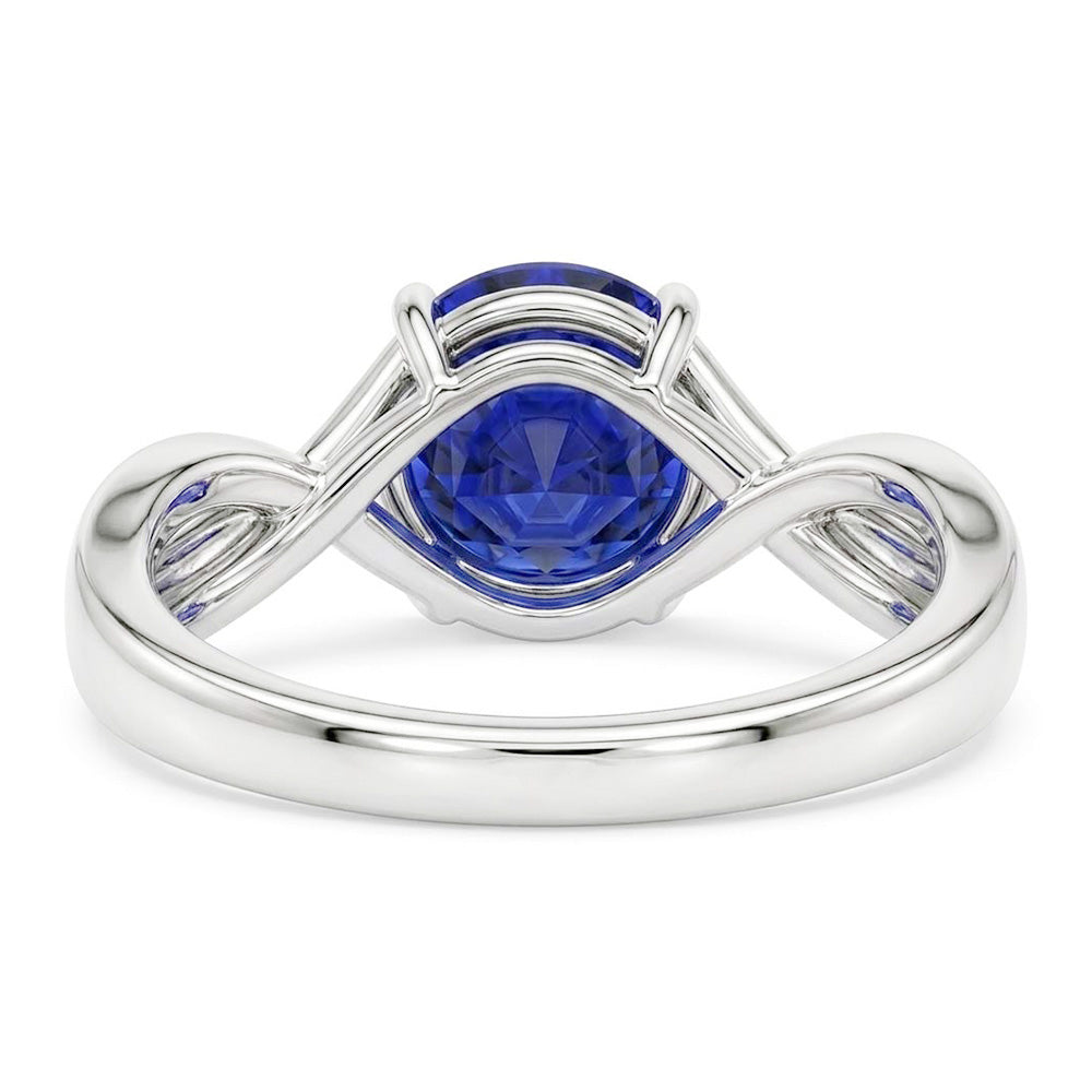 Solitaire Edelstein Blauer Saphir Ring 2 Karat Twisted Style Schaft