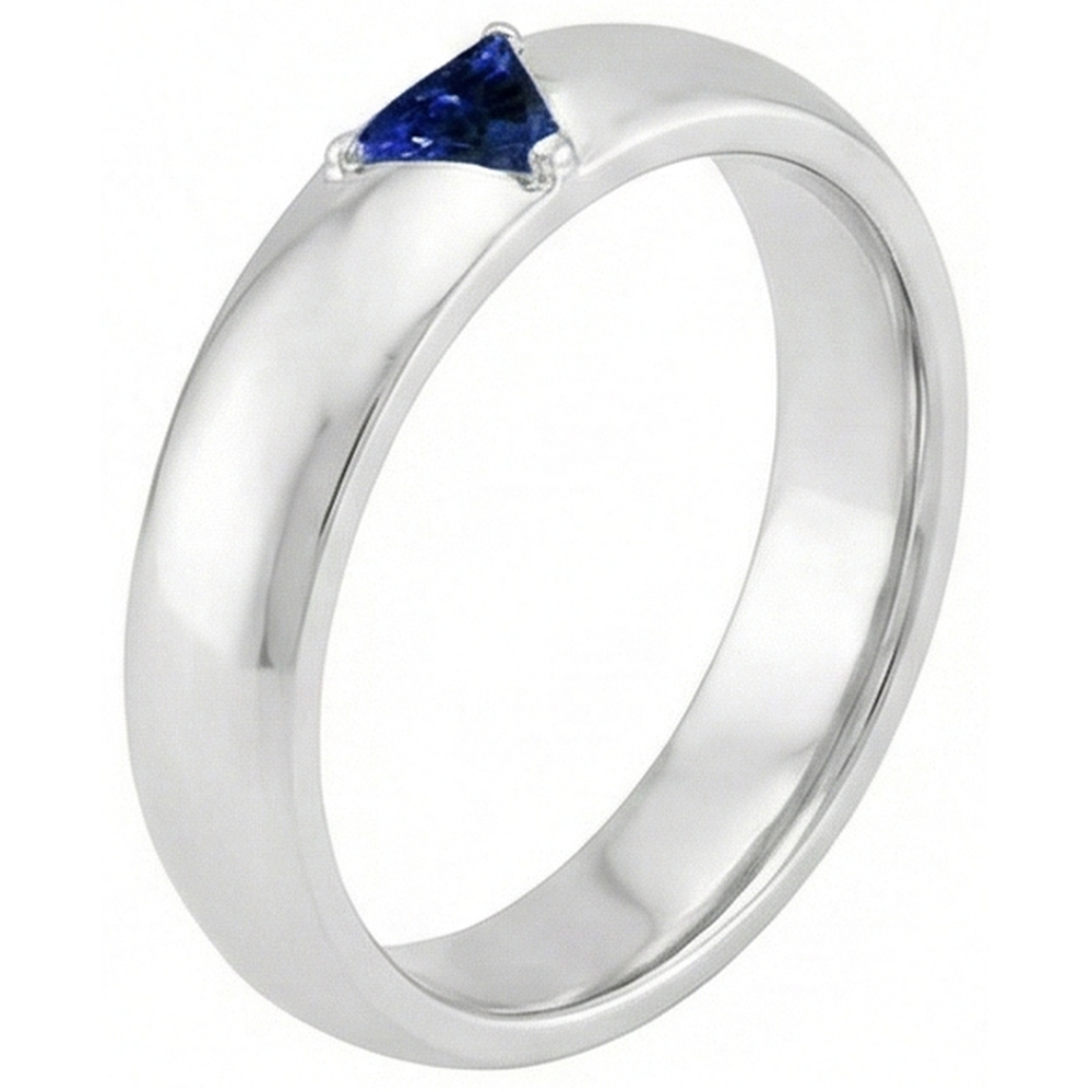 Solitaire Edelstein Schmuck Trillion Deep Blue Saphir Ring 1 Karat