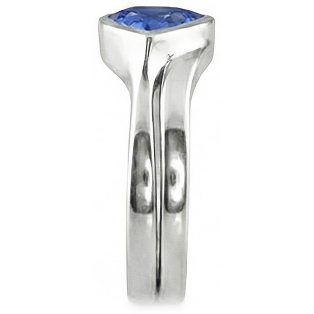 Solitaire Ehering Set Trillion Saphir 1,50 Karat Lünette Set