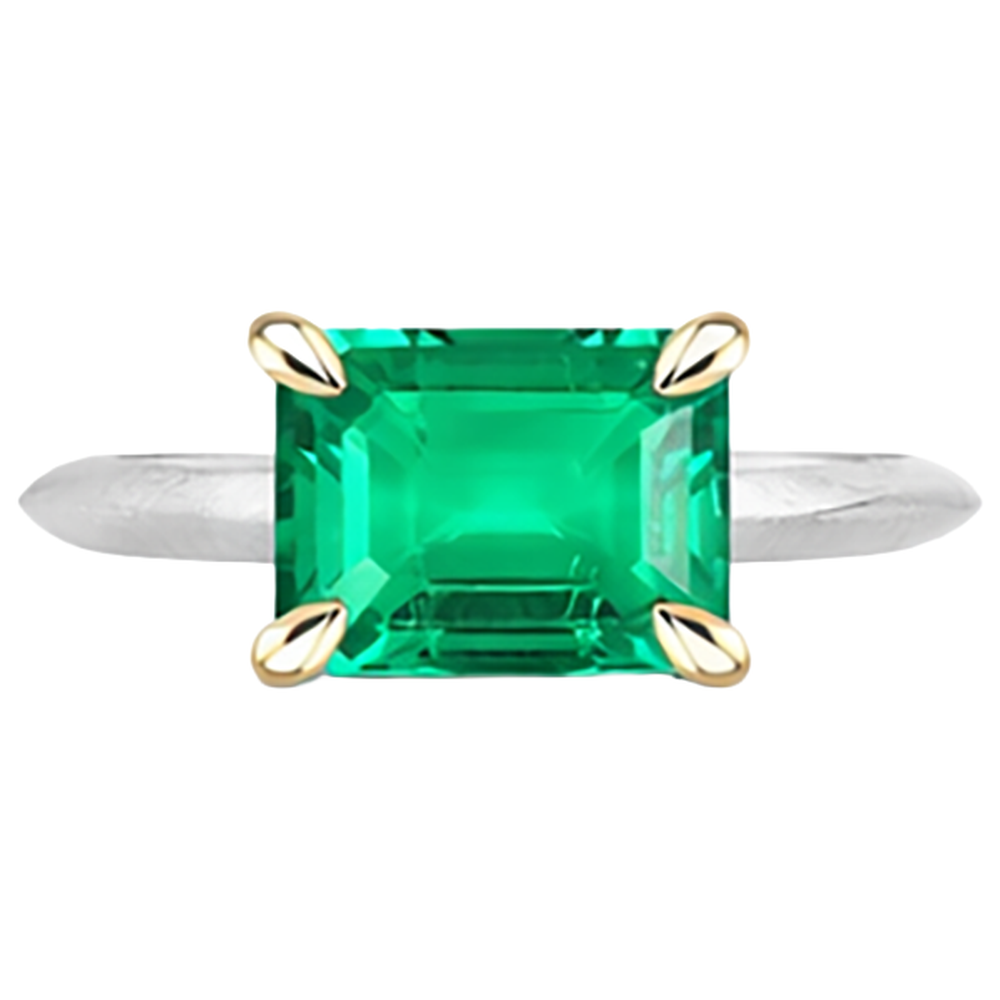 Authentischer Edler Smaragd Edelstein-Ring – Profilansicht