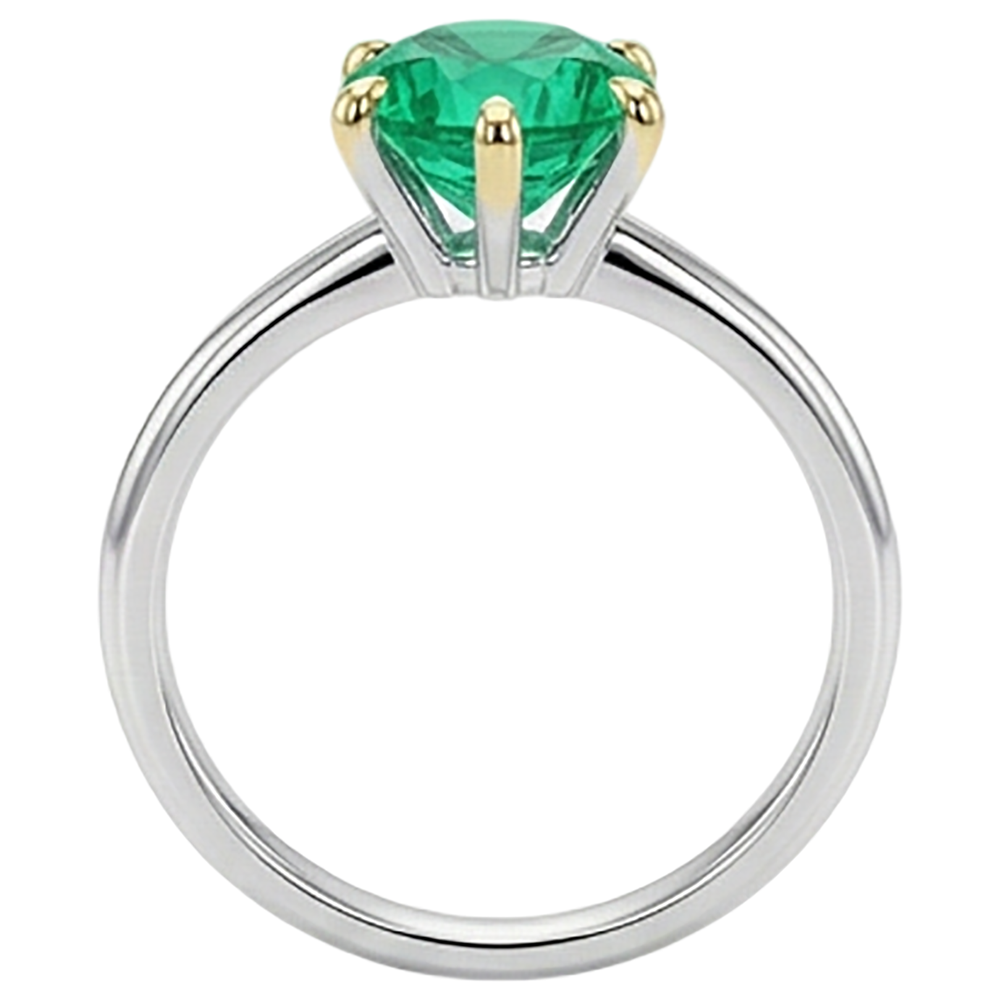 Schmuckstein-Ring Bicolor 14K Gold mit Kolumbianischer Smaragd – Profilansicht