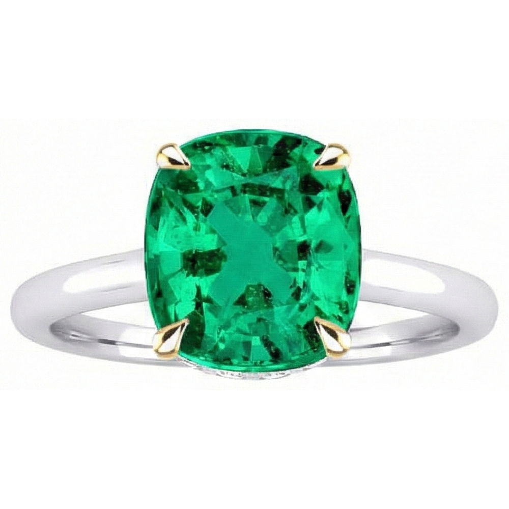 Naturreiner Kolumbianischer Smaragd Schmuckstein-Ring – Seitenansicht