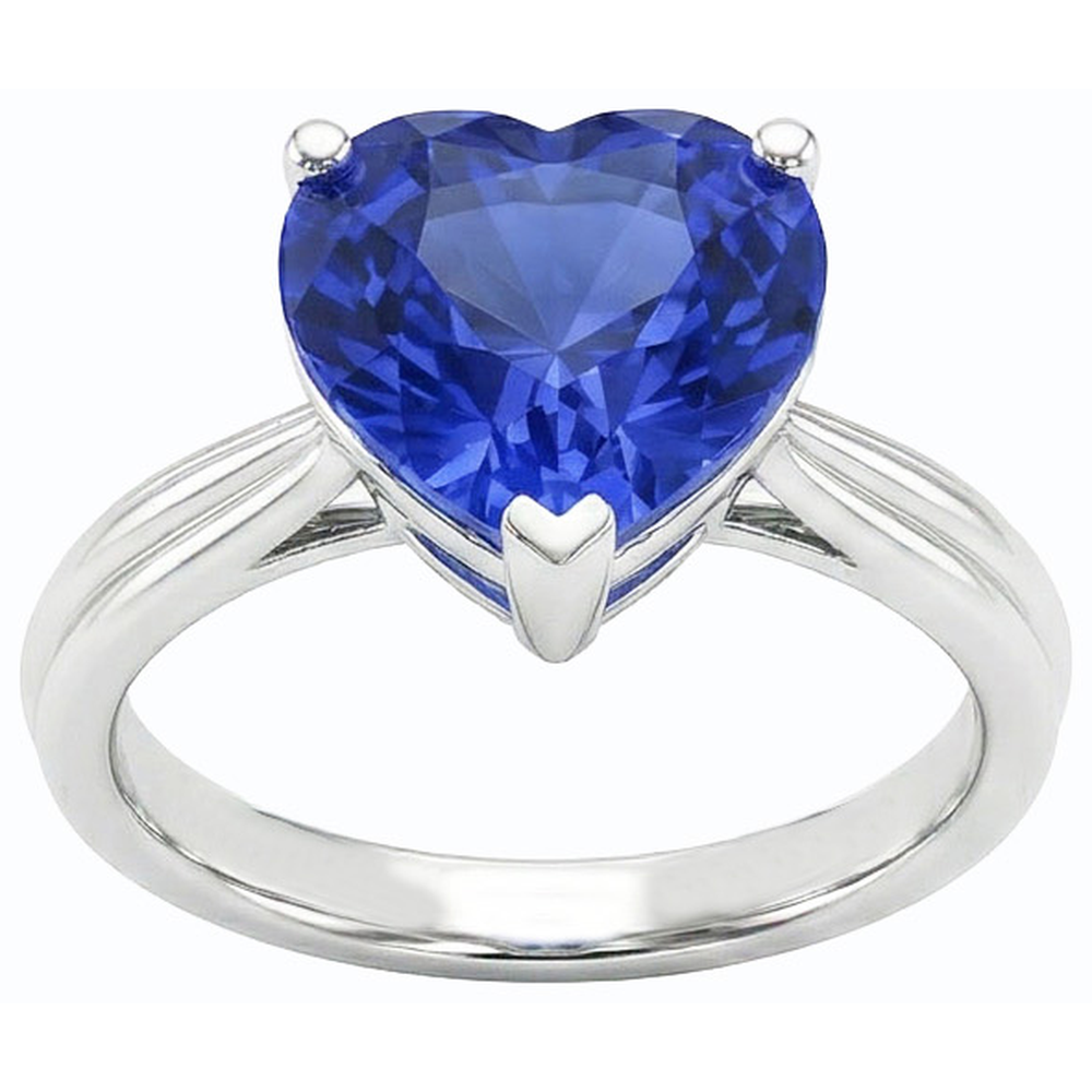 Solitaire Hellblauer Saphir-Herzring 2,50 Karat Krappen-Set Schmuck