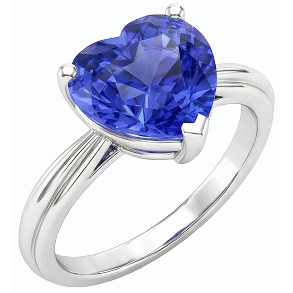 Solitaire Hellblauer Saphir-Herzring 2,50 Karat Krappen-Set Schmuck