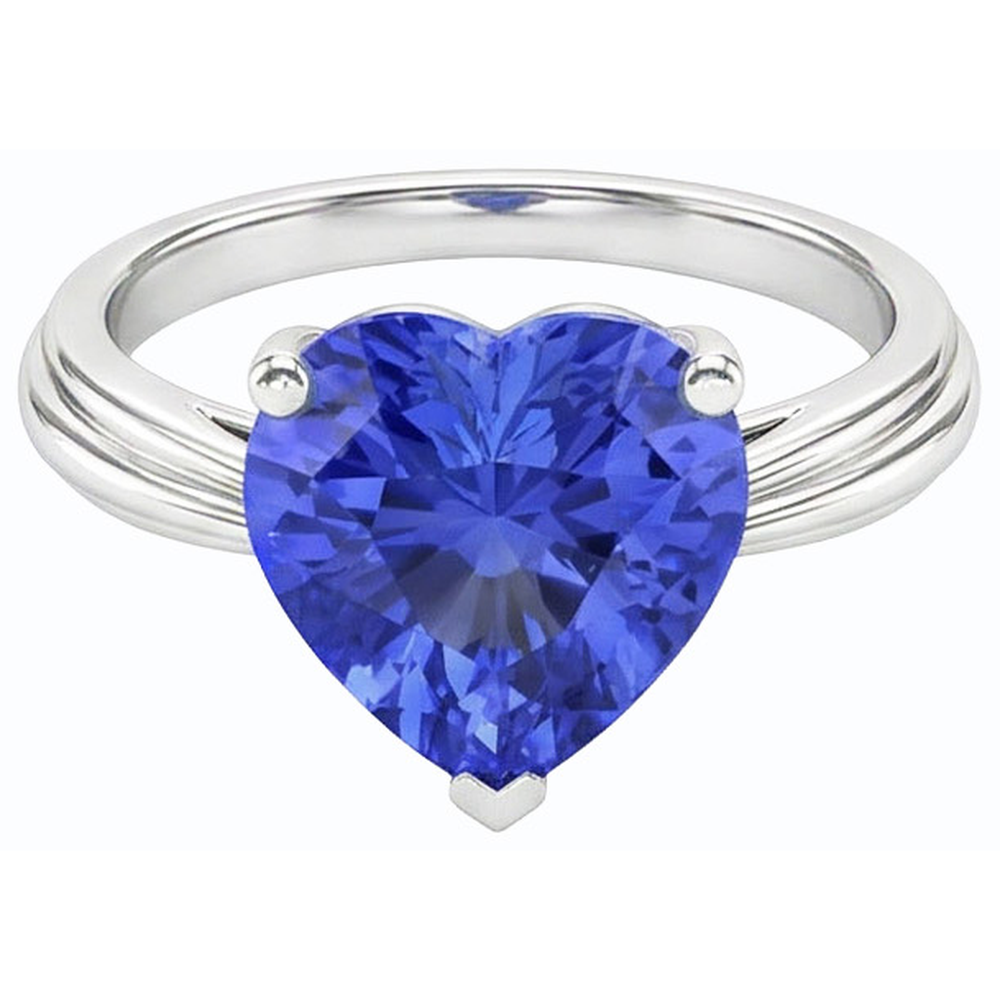 Solitaire Hellblauer Saphir-Herzring 2,50 Karat Krappen-Set Schmuck