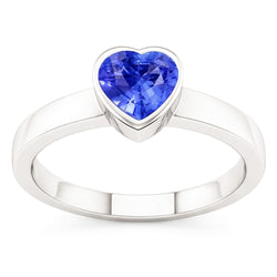 Solitaire Herz Hellblauer Saphir Ring Lünette Set 1 Karat