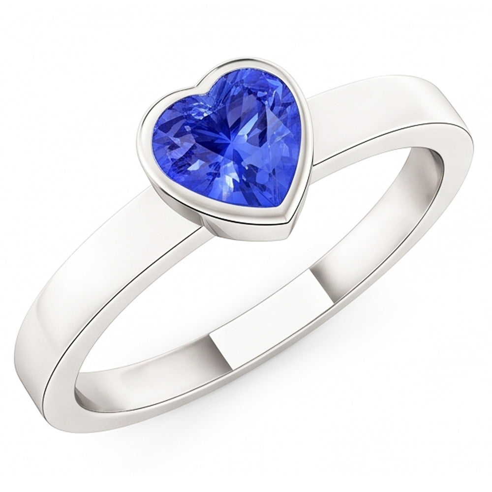 Solitaire Herz Hellblauer Saphir Ring Lünette Set 1 Karat