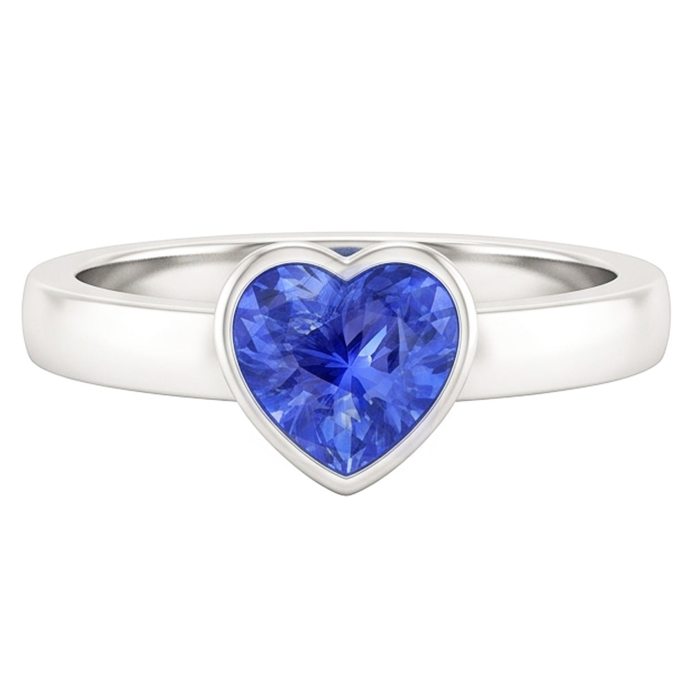 Solitaire Herz Hellblauer Saphir Ring Lünette Set 1 Karat
