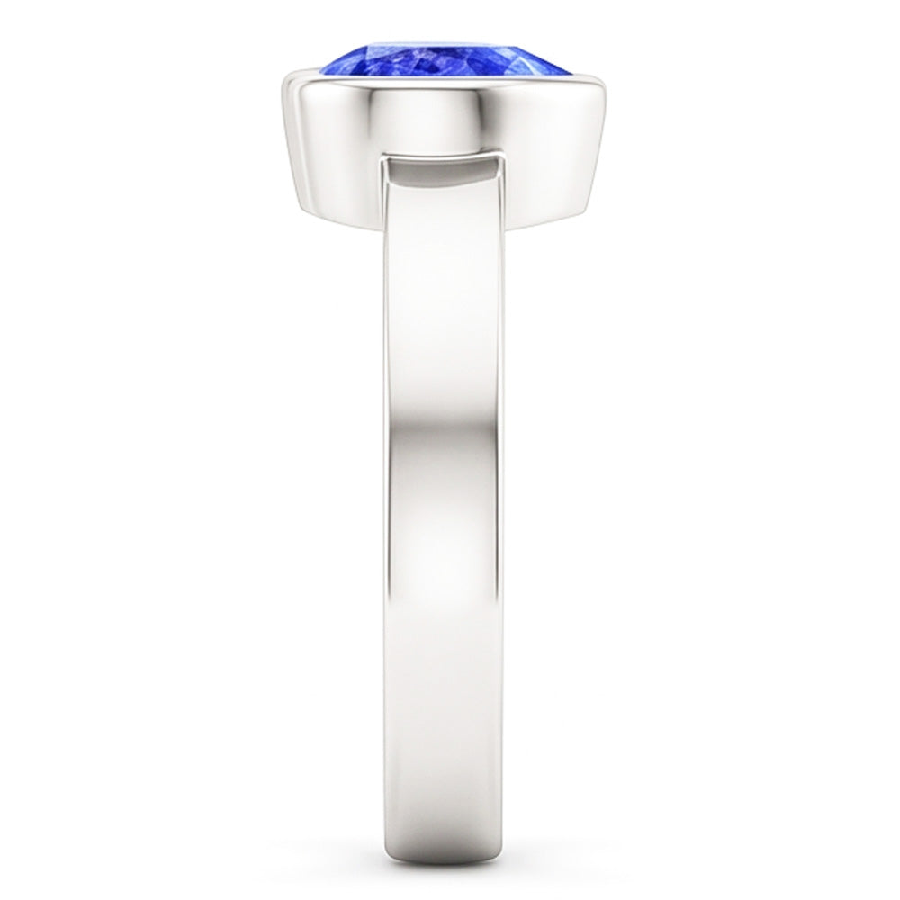Solitaire Herz Hellblauer Saphir Ring Lünette Set 1 Karat