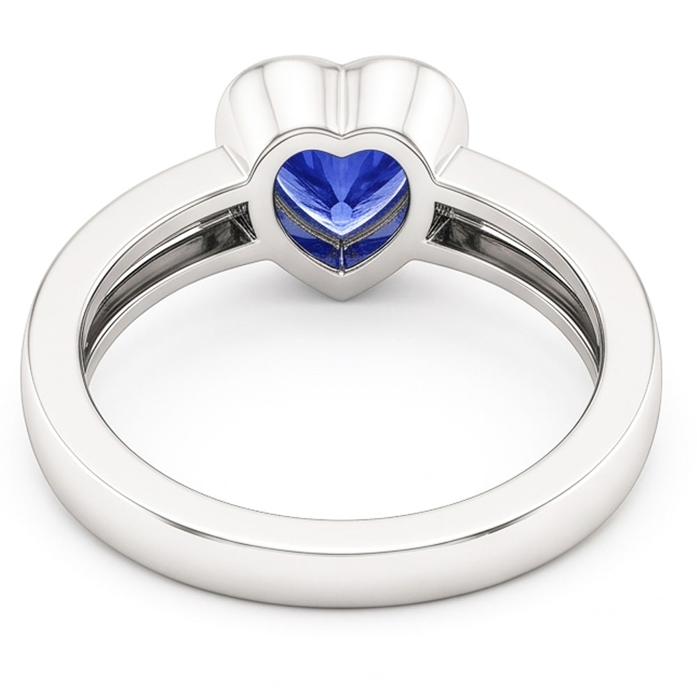 Solitaire Herz Hellblauer Saphir Ring Lünette Set 1 Karat