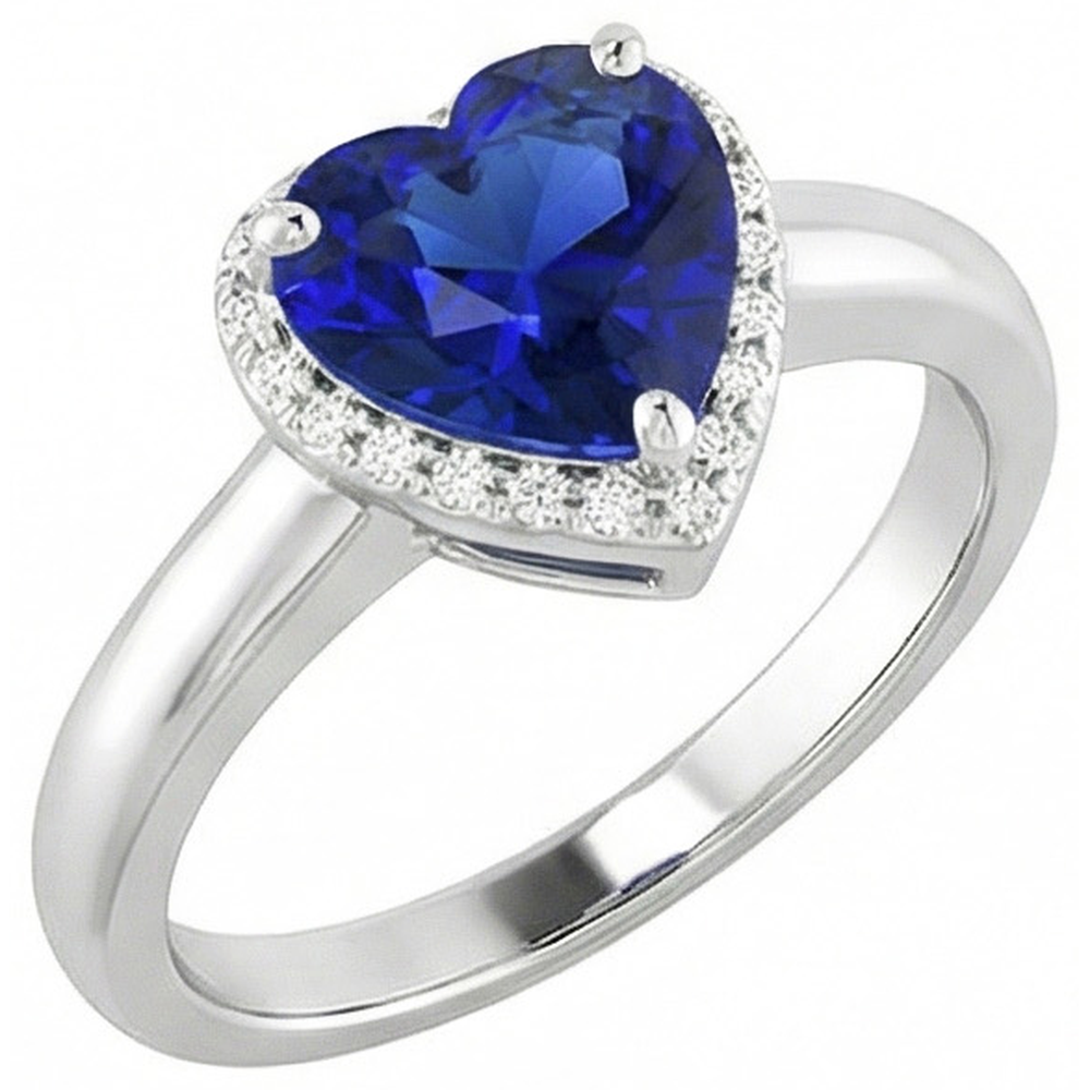 Solitaire Herzschliff Ceylon Saphir Edelstein Ring 2,50 Karat Gold 14K