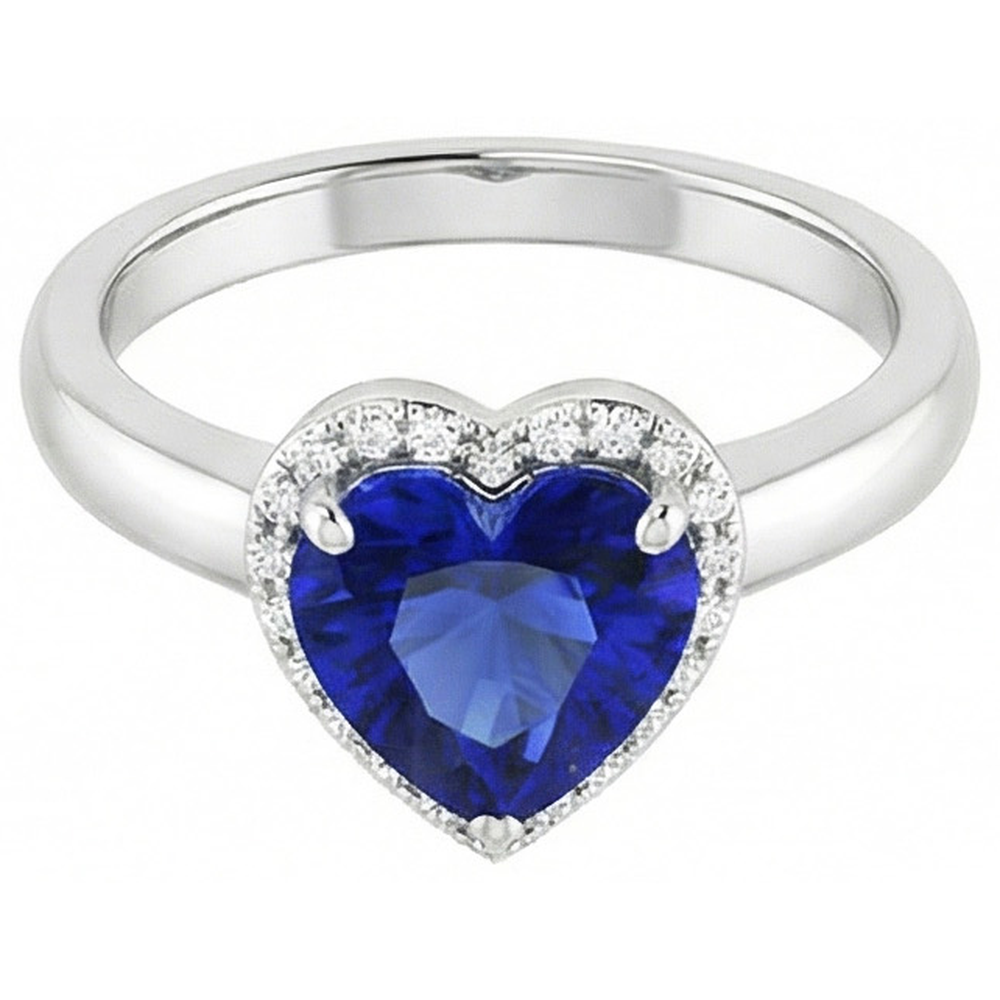 Solitaire Herzschliff Ceylon Saphir Edelstein Ring 2,50 Karat Gold 14K