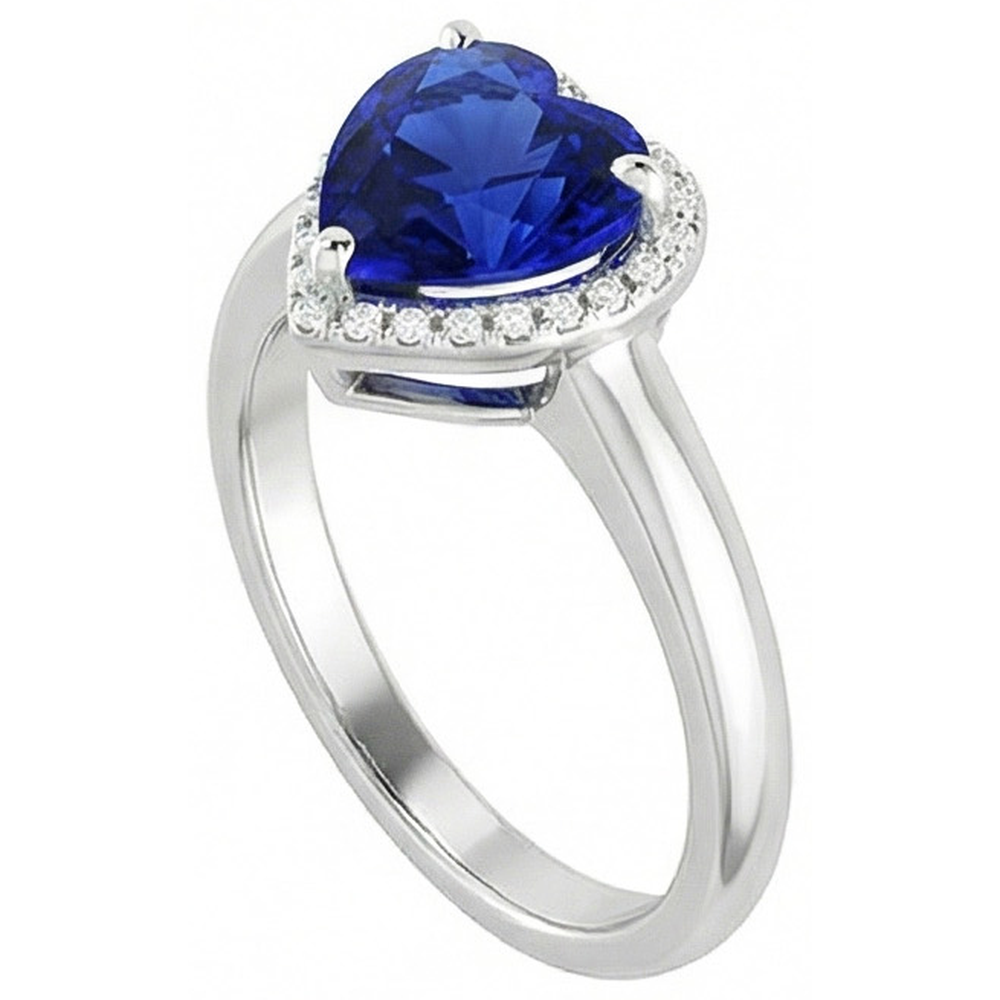 Solitaire Herzschliff Ceylon Saphir Edelstein Ring 2,50 Karat Gold 14K