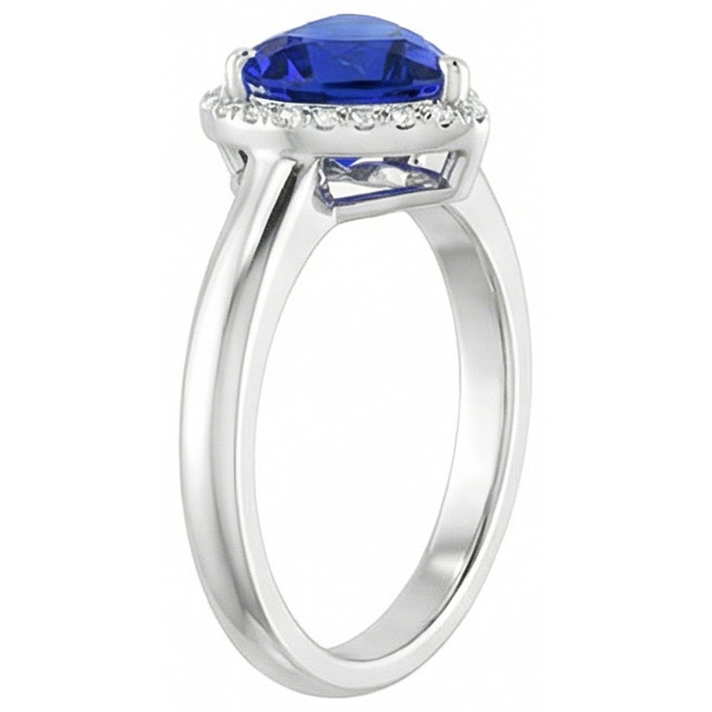 Solitaire Herzschliff Ceylon Saphir Edelstein Ring 2,50 Karat Gold 14K