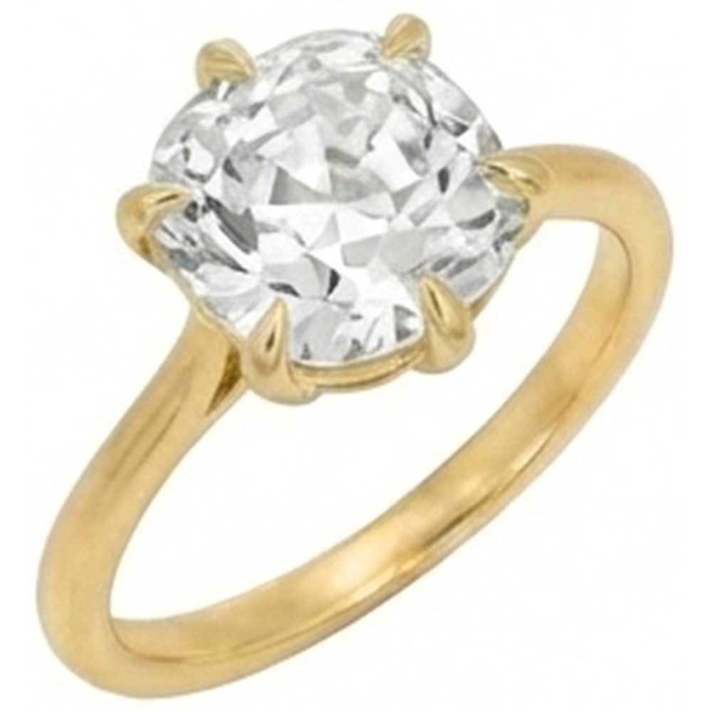 echter cushion diamant 3.50Karat ring Vorderansicht