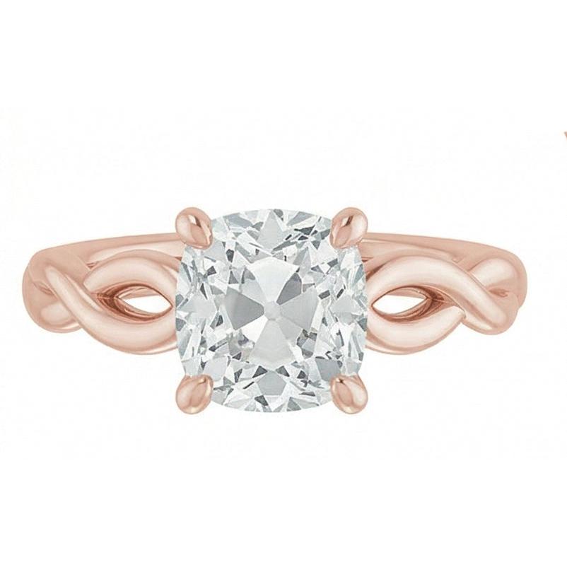echter cushion diamant 3Karat ring Draufsicht