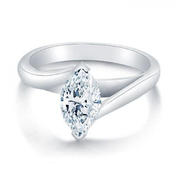 Solitaire Marquise Cut 1,75 Karat Echt Diamant Ehering Weißgold 14K