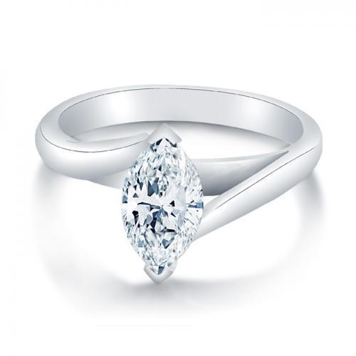 Solitaire Marquise Cut 1,75 Karat Echt Diamant Ehering Weißgold 14K