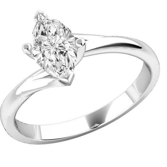 Solitaire Marquise Cut 2,25 Karat Echt Diamant Jubiläumsring Weißgold 14K