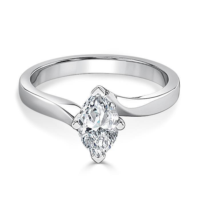 Solitaire Marquise Echt Diamant-Verlobungsring 1,25 Karat Weißgold 14K