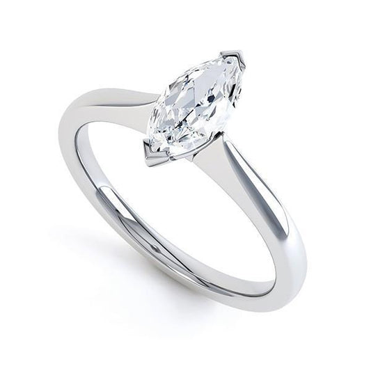 Solitaire Marquise Schliff Echt Diamant Ehering 1,90 Karat 14K Weißgold