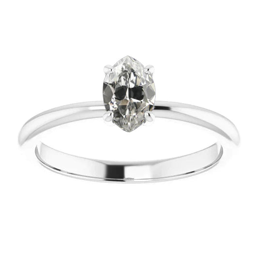 Solitaire Marquise alter Bergmann Echt Diamant Jubiläumsring 1 Karat Weißgold