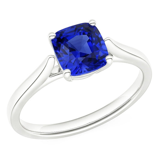 Solitaire Natural Blue Saphir Ring 1,50 Karat Damen Schmuck Gold