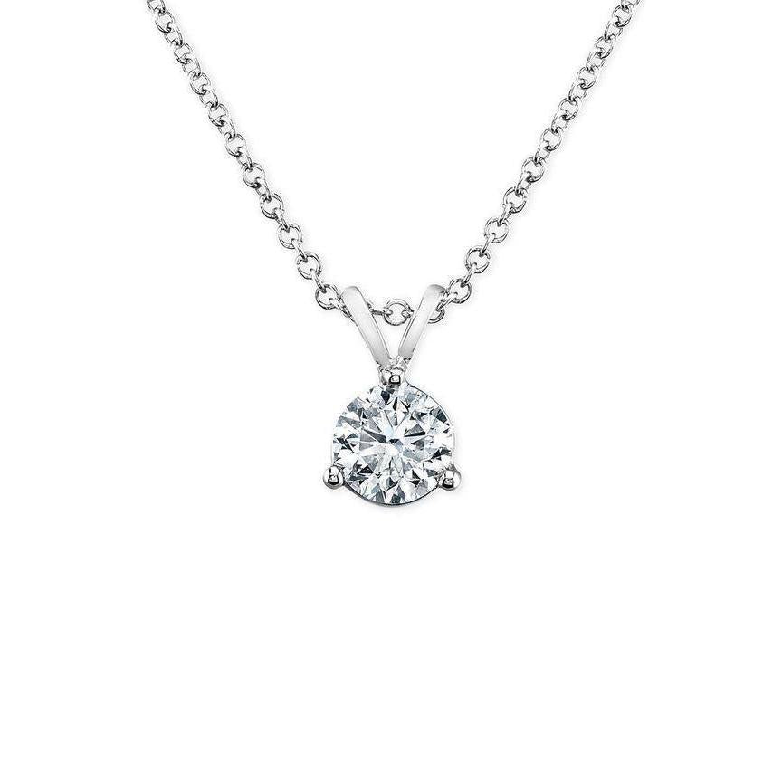 Solitaire Natürliche Diamant Halskette Anhänger 2 Karat Weißgold Damen Schmuck