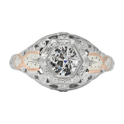 Solitaire Old Cut Echt Diamant Fancy Ring Lünette Antik-Stil 2 Karat