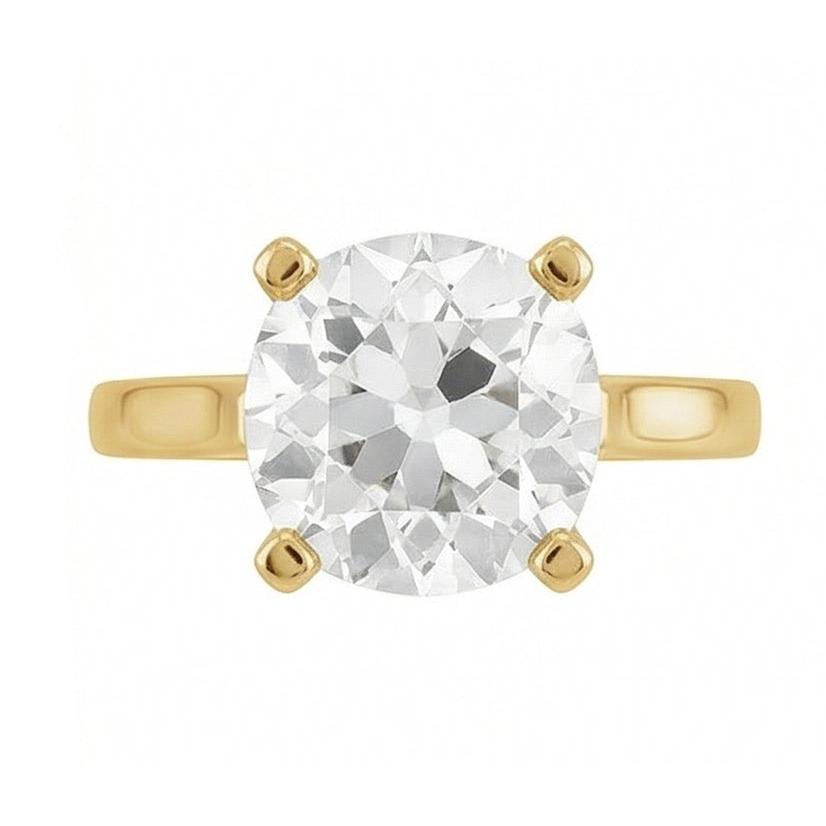 Solitär-Verlobungsring 14 Karat Gelbgold mit Diamant – Frontansicht