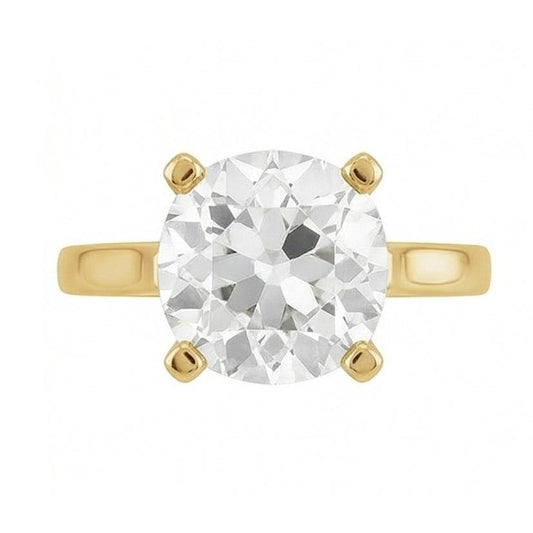 Solitär-Verlobungsring 14 Karat Gelbgold mit Diamant – Frontansicht