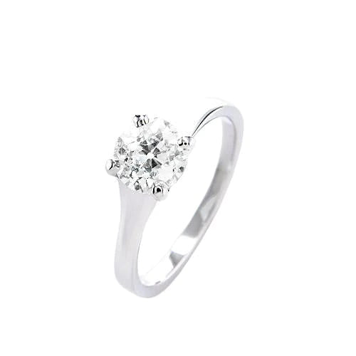 Solitaire Old Cut Runden Echt Diamant Ring 14K Gold Schmuck 1 Karat