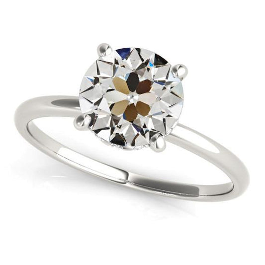 Solitaire Old Mine Cut Echt Diamantring Krappenset Gold 3 Karat