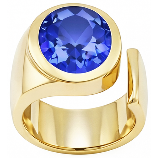 Solitaire Oval Tansanit 2 Karat Ring Edelsteinschmuck