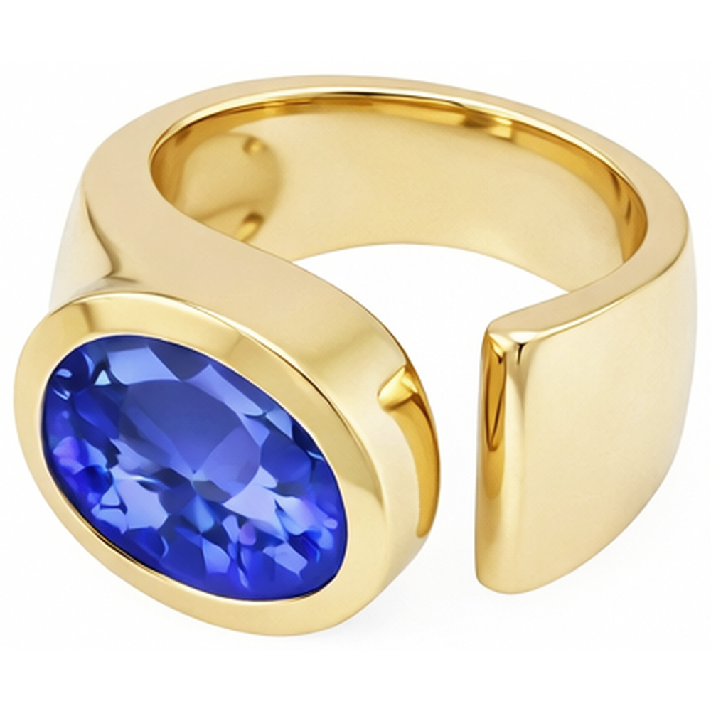 Solitaire Oval Tansanit 2 Karat Ring Edelsteinschmuck