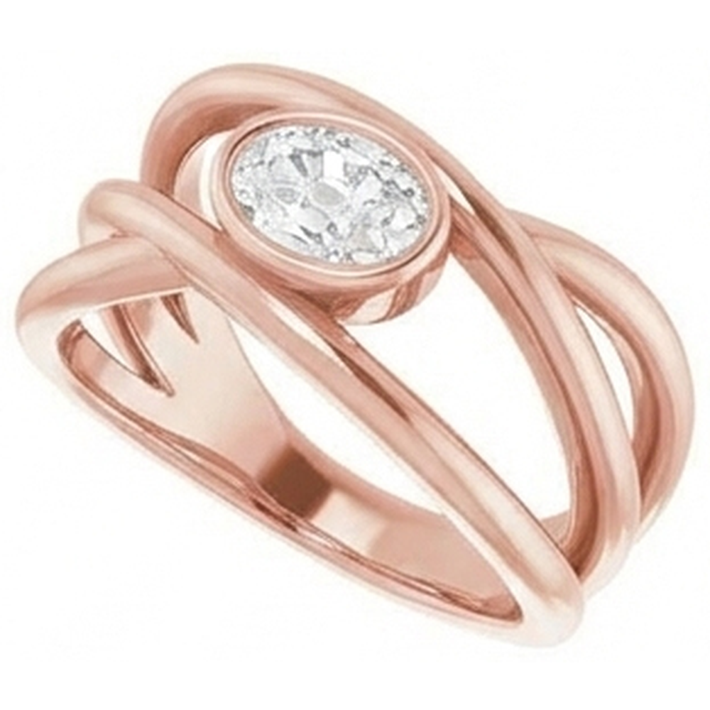 Solitaire Oval alter Bergmann Echt Aus der Erde Abgebauter Natürlicher Diamantring Lünette mit geteiltem Schaft 2.50 Karat