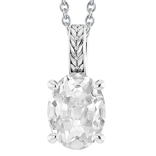 Solitaire Oval alter Bergmann Echt Diamant-Pendelrutsche 5 Karat Zinken-Set