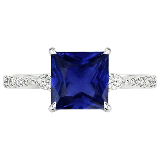 echter princess saphir 6Karat ring auf Weiß
