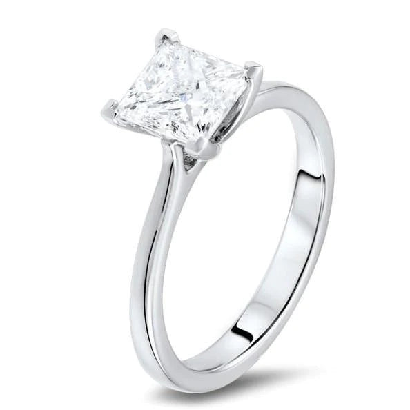 Solitaire Princess Cut 2,85 Karat Krappenbesatz Echt Diamant Ehering