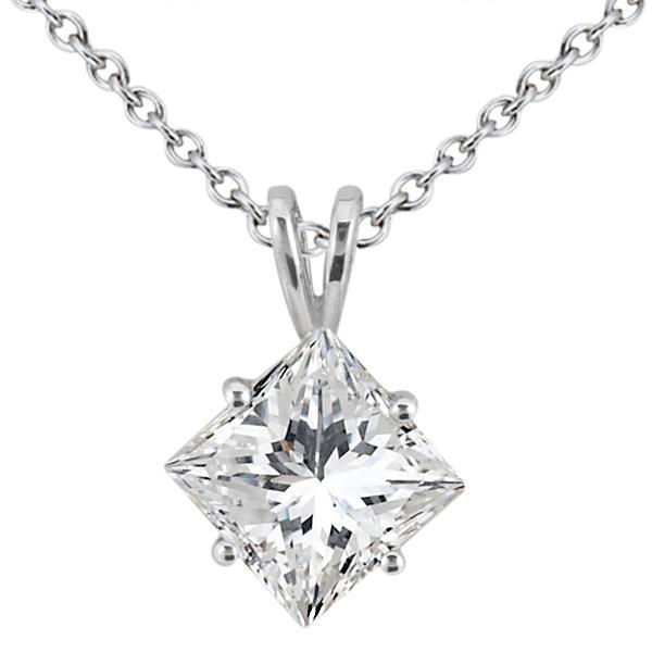 Solitaire Princess Cut Natürliche Diamant-Anhänger-Halskette 2,25 ct vier Zinken Set