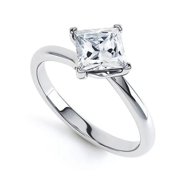 Solitaire Prinzessinnenschnitt 1 Carats Echt DiamantEngagement Ring White Gold 14K