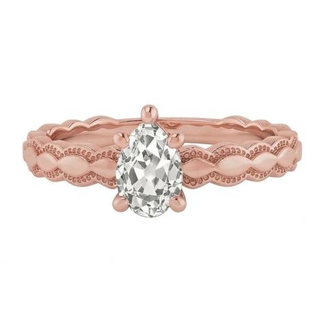 Solitaire Ring Birne alter Bergmann Echt Natürlicher Diamant ( nicht im Labor gezüchtet ) 1.50 Karat Roségold Schmuck