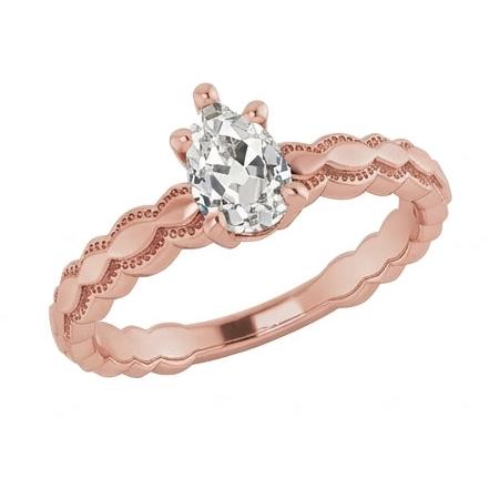 Solitaire Ring Birne alter Bergmann Echt Natürlicher Diamant ( nicht im Labor gezüchtet ) 1.50 Karat Roségold Schmuck