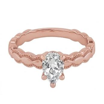 Solitaire Ring Birne alter Bergmann Echt Natürlicher Diamant ( nicht im Labor gezüchtet ) 1.50 Karat Roségold Schmuck